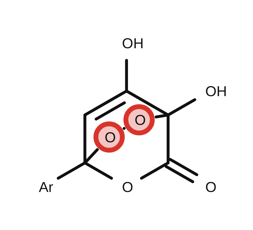 The fuel's ring with an O–O bridge across it, circled; Ar is the unchanged catechol arm
